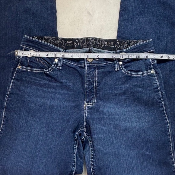Q-Baby No Gap Waist Jeans Women Dark Wash Bootcut Stretch Size 11x36 - Picture 5 of 8